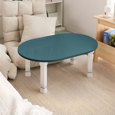 스토리퍼니쳐 국내생산 E0 LPM 4단높이조절 유광 밀러 타원 접이식 테이블 720, 청록