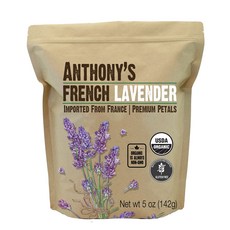 앤서니스 유기농 프렌치 라벤더 꽃잎 5온스 엑스트라 등급 건조 프리 & Non 앤서니스 유기농 프렌치 라벤더 꽃잎 5온스 엑스트라 등급 건조 프리 & Non GM, 1개
