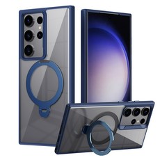 適用於新品三星s23ultra透明磁吸360旋转支架手機殼三星s24保護殼