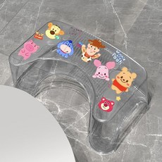 可愛卡通庫洛米馬桶凳 家用蹲坑神器 衛生間兒童成人墊腳凳, 透明 維尼熊貼紙