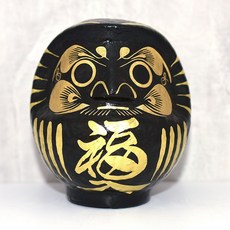 日本製 開運彩繪達摩福神不倒翁 群馬縣高崎生產 雙色 12cm, 黑色