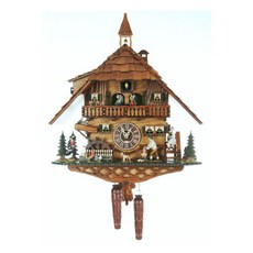 Trenkle-Uhren 德國製原木手工鄉村屋砍柴12首音樂旋轉玩偶石英咕咕鐘 型號：4259QMT【神梭鐘錶】, 1個