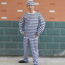 죄수복 긴팔 긴바지 반티 체육대회 할로윈 코스튬 코스프레 특이한 졸업사진 상하의 세트 T-1003