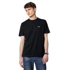 BOSS 보스 남성용 콘트라스트 로고 면 스트레치 티셔츠 크리스프 네이비 3XL 168160, L, 피치 블랙