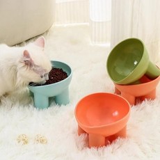 논슬립 반려동물 식기 목보호 고양이 밥그릇 강아지 사료 조절, 옐로우-ONE, 1개, 단일상품1