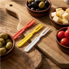 대성 두날포크 플라스틱 미니포크 과일 솜사탕 색 랜덤, 1세트, 1000개입