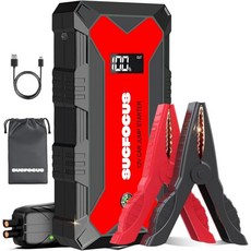 자동차 배터리 점프 스타터 2500A 점퍼 휴대용(8.0L 가솔린 또는 6.5L 디젤 엔진용) 박스 케이블이 있는 스타트 팩 LED 조명 USB QC3.0(빨간색), Red