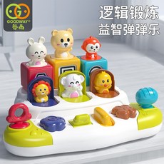 GOODWAY 蒙特梭利幼童啟蒙操作玩具 寶寶認知訓練板 忙碌板 益智玩具, 1個, 穀雨躲貓貓開關盒