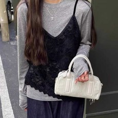 뷔스티에 레이어드 레이스 캐미솔 탑 여성 시스루 민소매 브이넥 메쉬 조끼