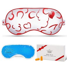 Cavoilu 쿨링 수면 마스크 젤 아이 포함 수면용 실크 온열 홈 오피스 여행용 눈가리개 커버 남성 및 여성용 선물 스타킹 스터퍼 (블루) 248155, 레드_화이트