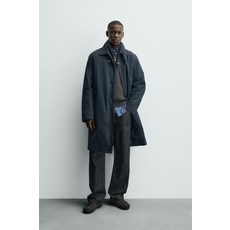 ZARA 알라마르 퀼팅 테크니컬 트렌치 코트 - 네이비 {QHJ}