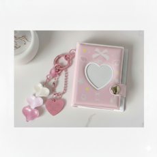 증명사진 미니앨범 키링, 16매, 핑크