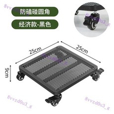 花盆託盤帶輪移動底座萬嚮輪滾輪承重置物託架 鐵藝長方形花託圓角臺灣, 1個, （黑色絲桿輪款）長25寬25高9cm