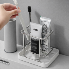 인즈홈 욕실 모던 인테리어용 올스텐 물빠짐 칫솔 거치대, 실버, 1개