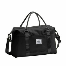 旅行包 行李袋 折疊旅行袋 乾濕分離防水收納包 大容量可套拉桿, 黑,M, 1個