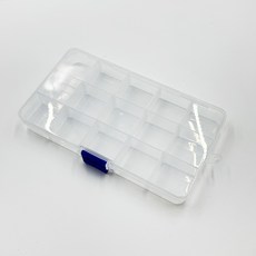 비즈 케이스 보관함 다용도 수납함 투명 악세사리 네일파츠 비즈 정리함 부자재 클로버, 1개, 15칸 분리형 케이스