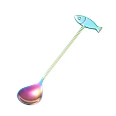 커피 스푼 귀여운 고양이 모양 디저트 아이스크림 미니 주방 도구 식기 304 메탈, 10 N