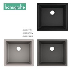Hansgrohe石英石花崗岩吧檯小水槽，德國工藝，耐磨易潔，槍灰色/黑色, 43431 290 深灰色
