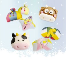 쌀이랑놀자 신년맞이 새해 행복 반달떡 만들기 180g 신축년 소띠 동물 송편DIY KIT, 1개