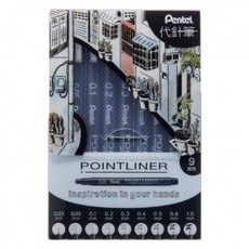 PENTEL 飛龍 POINTLINER 代針筆, 1個, S20P-9T 9入代用針筆套裝