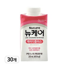 대상웰라이프 뉴케어 케이디플러스 200ml 30팩 (리뉴얼 상품으로 출고) 투석 신장질환자용 균형영양식, 30개