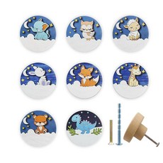 JamJam 8팩 4.6cm(1.8인치) 나무 공룡 서랍 손잡이 손잡이 독특한 어린이 아기방 방 동물 테마 캐비닛 옷장 서랍 손잡이, JamJam 8팩 4.6cm(1.8인치) 나무 공룡 서