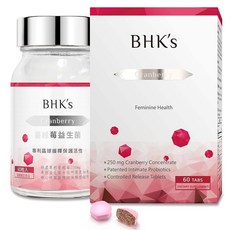 BHK's 특허받은 여성용 크랜베리 프로바이오틱스 - PAC가 있는 34:1 농축 추출물 요로 및 질 건강 pH 균형 냄새 조절 지원 Bio-Shield 시간 방출 60정, BHK 여성용 질 프로바이오틱스 유산균 PH 균형 질, 1개