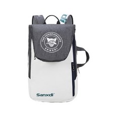 SANXDI 羽毛球拍背包 伸縮羽球背包 大容量防水多隔層, 灰白, 1個