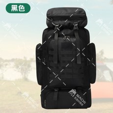 80L防潑水戰術後背包 大容量露營登山運動旅行後背包, 黑色