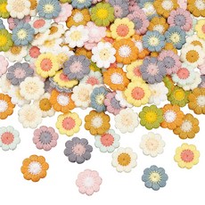 144개 DIY 재봉 공예용 투톤 폴리에스터 니트 장식 액세서리 데이지 꽃 아플리케 12가지 색상 혼합 색상 18x19x2mm, 혼합색