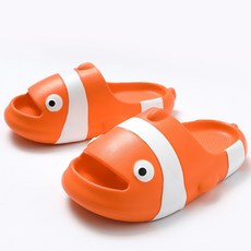 Valcance 全家適用 柔軟Q彈 軟墊 防層間噪音 尼莫魚 拖鞋 b-77, 220, 橘色