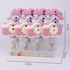 新款糖果 崇威玩具兒童照相機卡通燈光投影女孩相機玩具帶糖果可吃超市批發, 【馬卡龍色】,女孩相機12支裝+1展示架, 1個