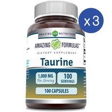 어메이징 뉴트리션 타우린 1000mg 캡슐 Amazing Nutrition Taurine, 100정, 3개
