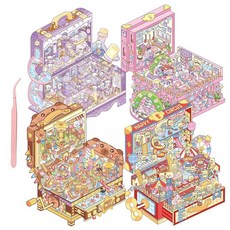 ZSYTZL 10장 대형 3D DIY 스티커 장면 귀여운 중국 설날 미니어처 북 성인 및 청소년을 위한 저널 휴대폰 병 장식용 핀셋이 있는 방수 조용한 책 - 봄 축제 11, 박스 파라다이스