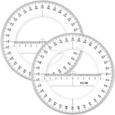 116724 ZON 온ON 온 2팩 15.2cm(6인치) 각도기 다기능 드로잉 눈금자 회전 가능한 수학 기능 기하학 세트 360도 제도 도구 대형 원형 각도기(클래식), 클래식
