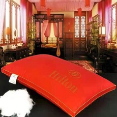 깃털 벨벳 베개솜 학생용 싱글 베개 5성급 힐튼 호텔 스타일 베개 제조사 재고 도매, 양면 핫스톤 베개-레드, 48X74cm 800그램(중간 높이 베개)