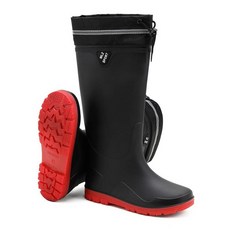 HSBDNZQ 남성용 레인 부츠 방수 무릎 높이 고무 PVC 포함 편안한 경량 작업 머드 원예 낚시용 내구성 있는 미끄럼 방지 정원 블랙/레드 171624