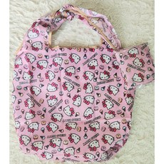 캐릭터 키티 장바구니 휴대용 에코백, 진핑크, 1개