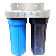 清淨淨水店 白鐵吊片二道式洗衣機過濾器、洗衣機淨水器(洩壓鈕型)全配件含濾心專用延長水管, 1個, 缺貨勿下單
