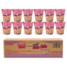 하오하오 에이스쿡 핑크 컵라면 새우맛 68g, 12개