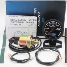 汽車改裝七彩數字顯示賽車儀錶三聯錶：水溫、轉速、油壓、渦輪壓力、電壓監測，汽車機車通用, 1個, 油壓