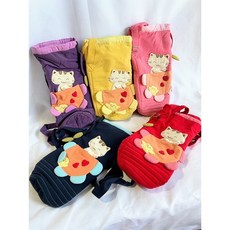 泡泡喵拼布 向日葵束口水壺袋 保溫瓶袋 雨傘收納袋 防水防撞斜背包 貓咪圖案, 鐵扣氧化 紫色, 1個