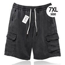 찰랑찰랑 쿨 워싱 데님 카고 밴딩 반바지 빅사이즈 청바지 특대 남자 바캉스 휴가 데일리 블랙 팬츠