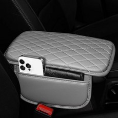 YORKNEIC 포드 익스플로러 2020-2025용 센터 콘솔 커버: 중간 커버 2개의 수납 포켓 인조 가죽 방수 긁힘 방지 자동차 팔걸이 커버 프로텍터(블랙)_176266, 001#그레이_176266