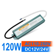 방수 LED 전원 공급 장치 드라이버 60W 100W AC 110V 220V에서 DC 12V 변환기 야외 조명용, 01 DC24V, 06 120W, 01 AC110-250V