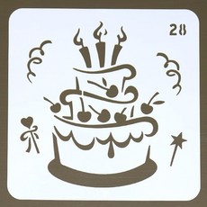 스텐실 도안 생일케이크 B-07-028, 1개