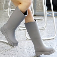여성 패션 롱 미들 레인부츠 장목 통굽 장화 미끄럼 방지 여름 첼시 레인부츠 슬림핏 스타일리시 내구성 고무장화