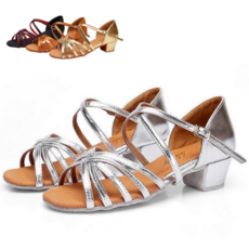 라라 디바즈 여성 낮은 통굽 라인 댄스화, 245, 실버