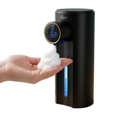 클루바 자동 거품 손세정 디스펜서 C타입 충전 비접촉 센서 욕실 주방 세제 디스펜서, 블랙, 1개