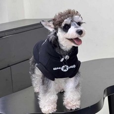 i豆寵物生活館 寵物貓狗衣服 秋冬款加絨黑色無袖五星連帽衛衣 中小大型犬服飾, 1個, 黑無袖五星連帽衛衣（加絨款）,S【建議1.2.5-2.5公斤】